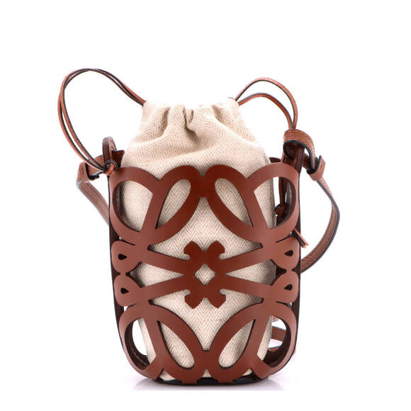 Loewe Handbags - Loewe Mini Anagram Drawstring Bucket Crossbody Bag Leather with Canvas